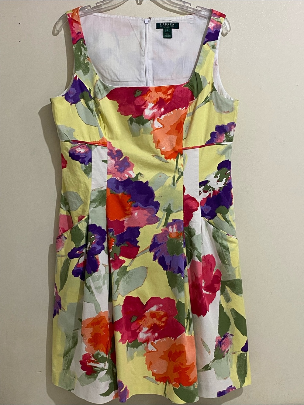 Ralph Lauren Yellow Floral Fit-and-Flare Dress with Multicolor Blooms